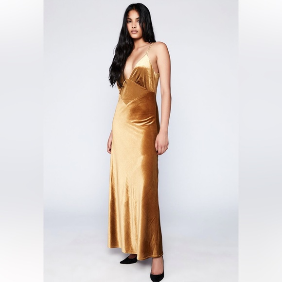 Capri Velour Slip Dress In Marigold (BARDOT) - Picture 3 of 8